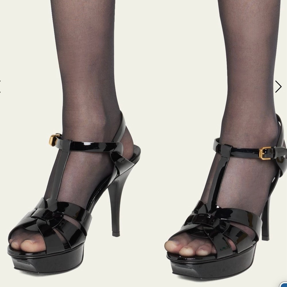 NEW! YSL Tribute T-Strap Black Patent Leather Heels - 6.5 - Picture 2 of 11